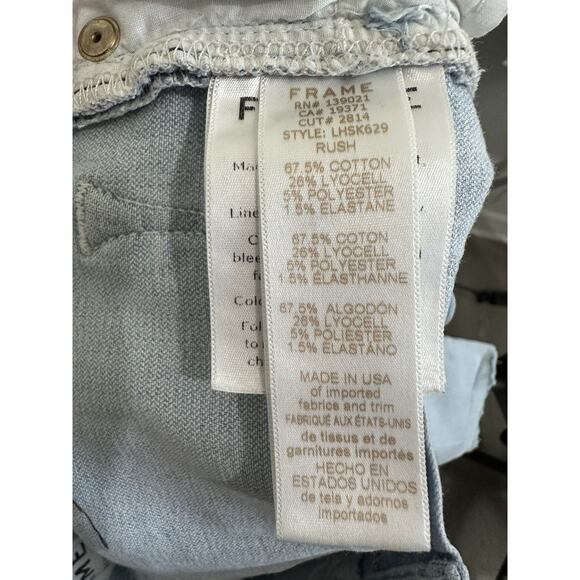 FRAME Le High Skinny jeans Size 26 in a light blue wash with distressed knees. - Picture 7 of 8